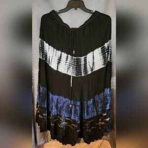 THE GREAT. Black and White Relaxed Tie Front Tunic